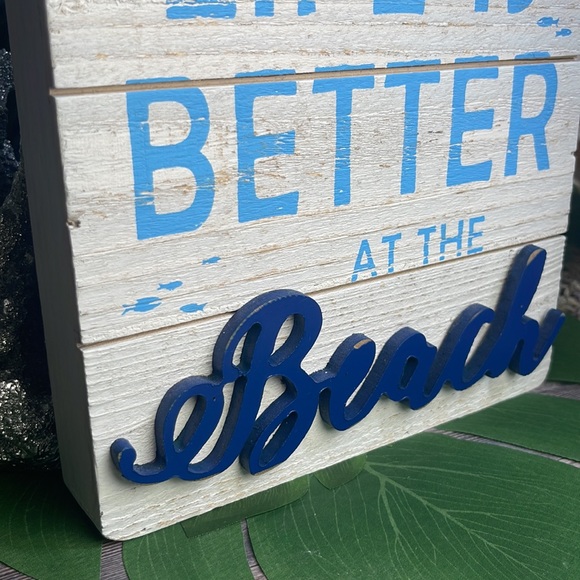 NWT- LIFE IS BETTER AT THE BEACH - Wood & Metal 3D Shadowbox Slat Sign Nautical - Picture 16 of 17